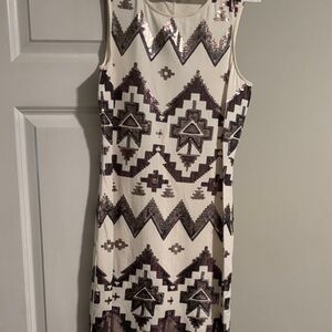 Express Sequin Mini Dress - Black and White